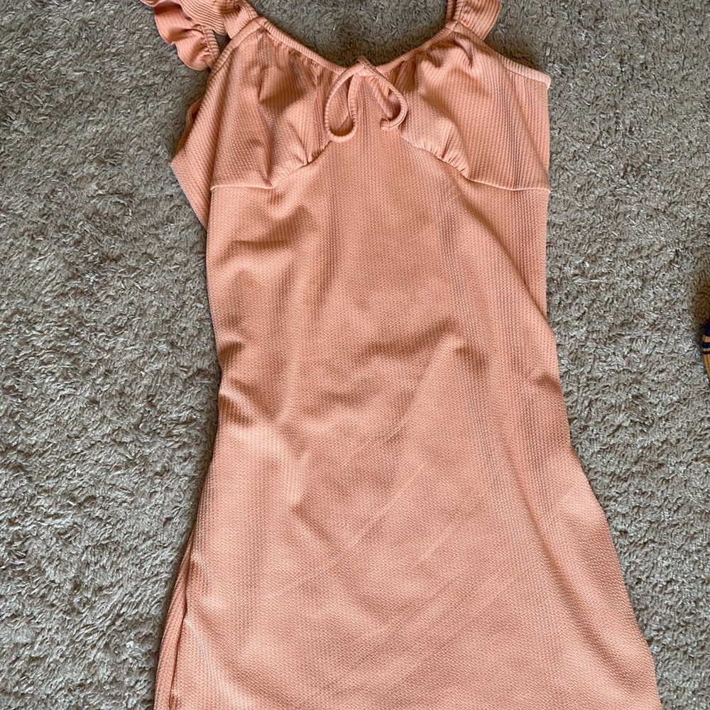 Derek Heart Peach Mini Dress with Ruffle Sleeves